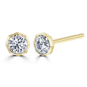 18ct Yellow Gold 0.40ct Diamond Solitaire Octagonal Stud Earrings