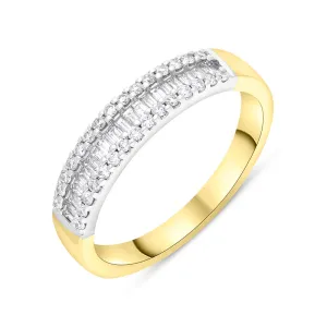 18ct Yellow Gold 0.42ct Diamond Mixed Cut Half Eternity Ring