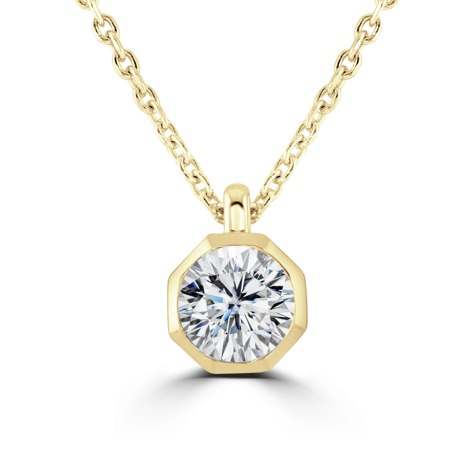18ct Yellow Gold 0.50ct Diamond Solitaire Octagonal Necklace