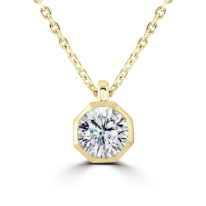 18ct Yellow Gold 0.50ct Diamond Solitaire Octagonal Necklace