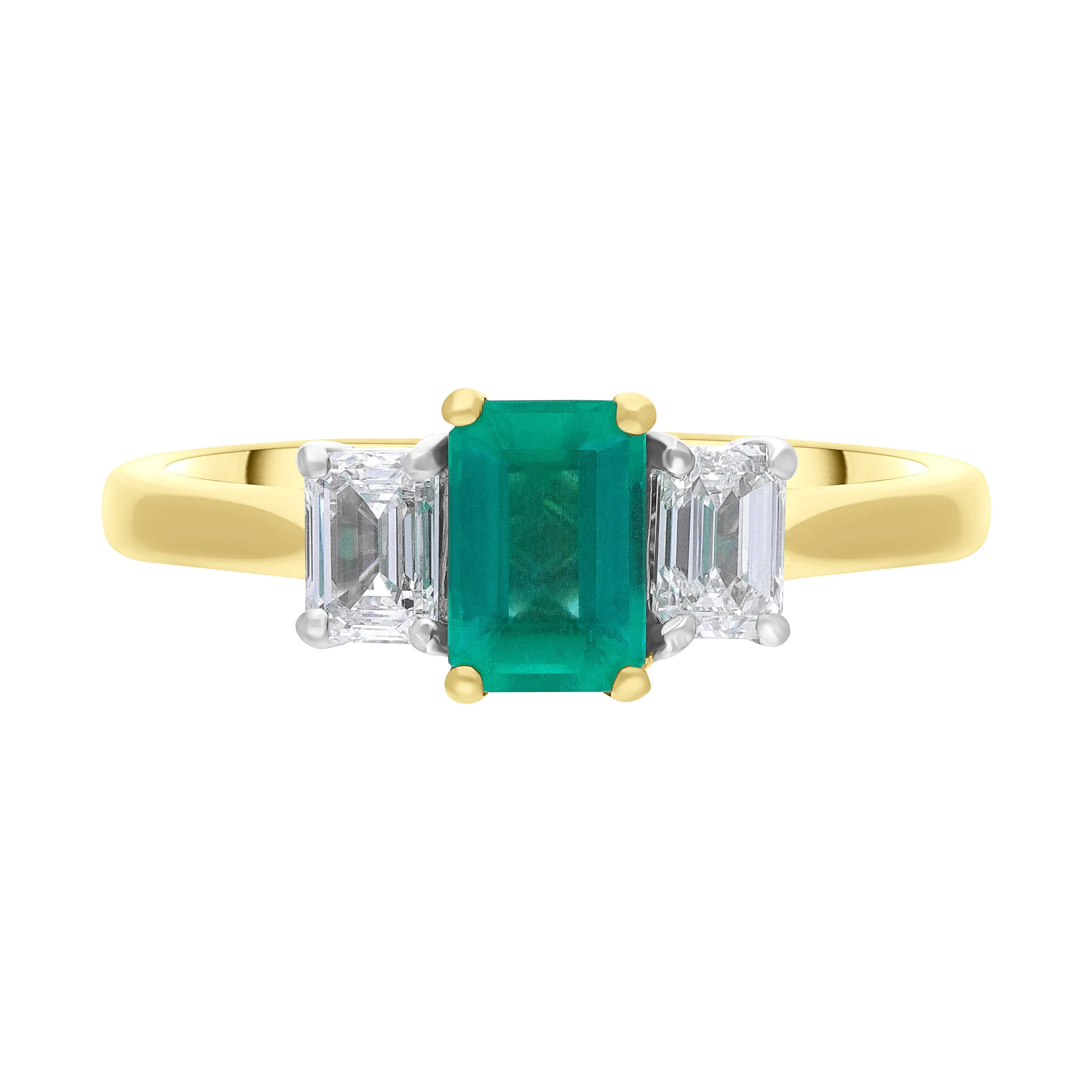 18ct Yellow Gold 0.59ct Emerald 0.47ct Diamond Emerald Cut Ring