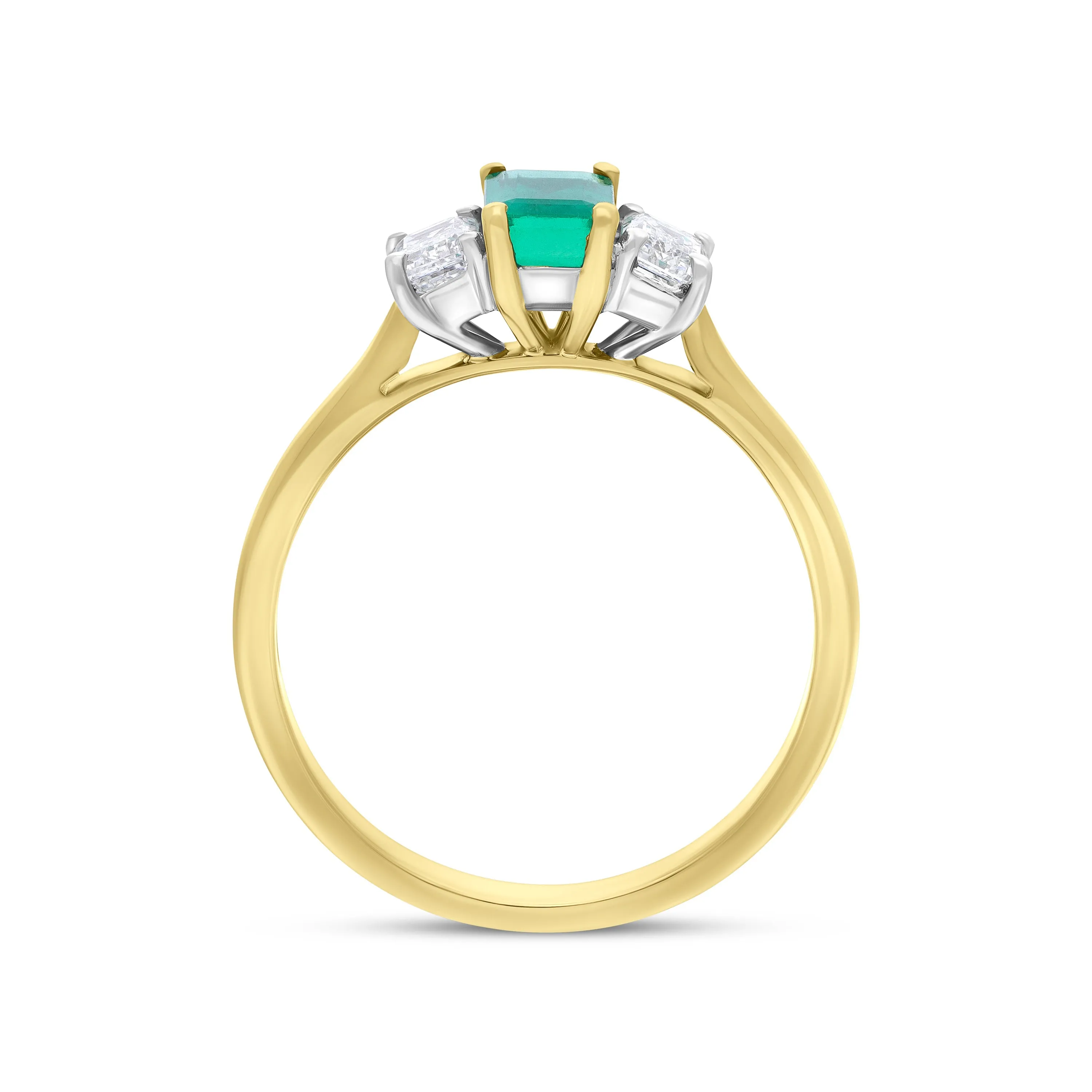 18ct Yellow Gold 0.59ct Emerald 0.47ct Diamond Emerald Cut Ring