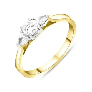 18ct Yellow Gold 0.63ct Diamond Pear Cut Three Stone Ring