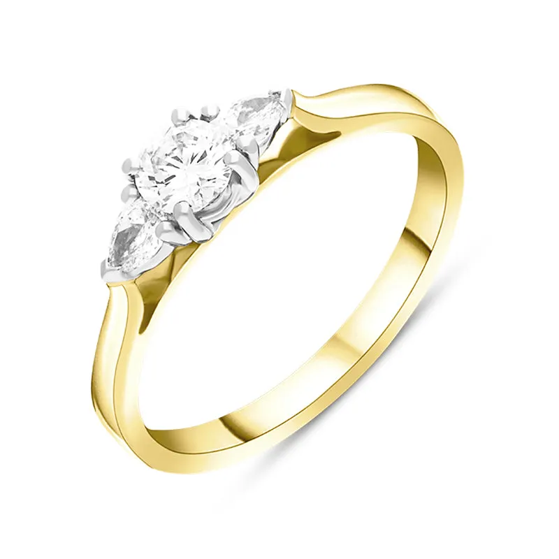 18ct Yellow Gold 0.63ct Diamond Pear Cut Three Stone Ring