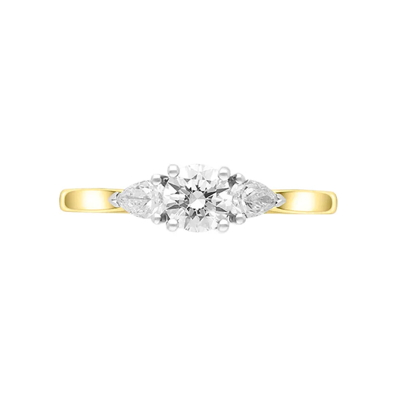 18ct Yellow Gold 0.63ct Diamond Pear Cut Three Stone Ring