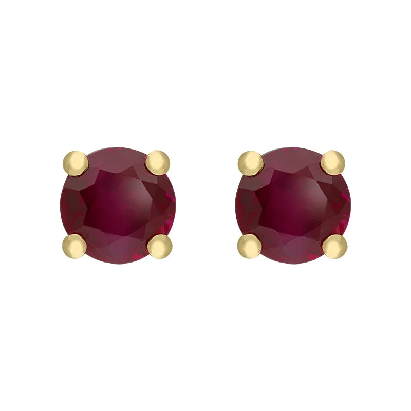 18ct Yellow Gold 0.64ct Ruby Claw Set Stud Earrings