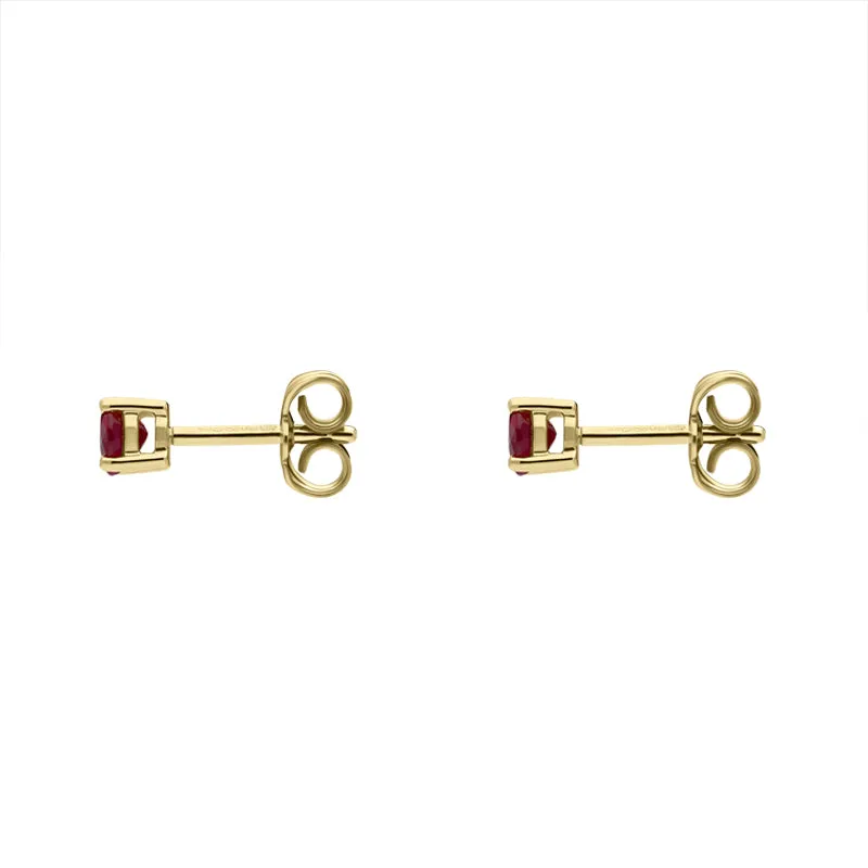 18ct Yellow Gold 0.64ct Ruby Claw Set Stud Earrings