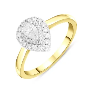 18ct Yellow Gold 0.69ct Diamond Pear Cut Cluster Ring