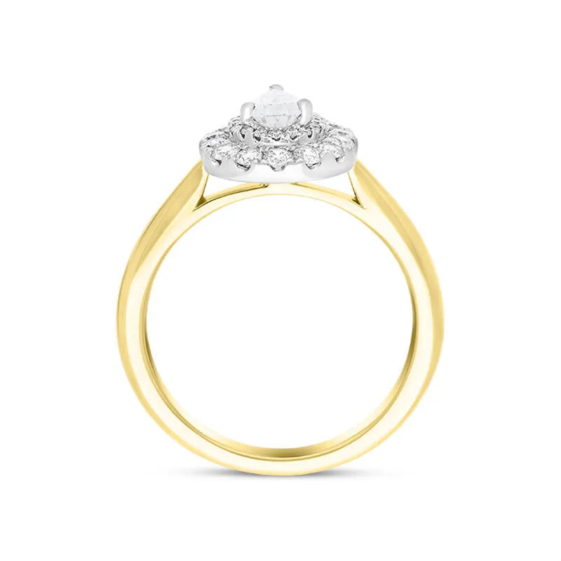 18ct Yellow Gold 0.69ct Diamond Pear Cut Cluster Ring