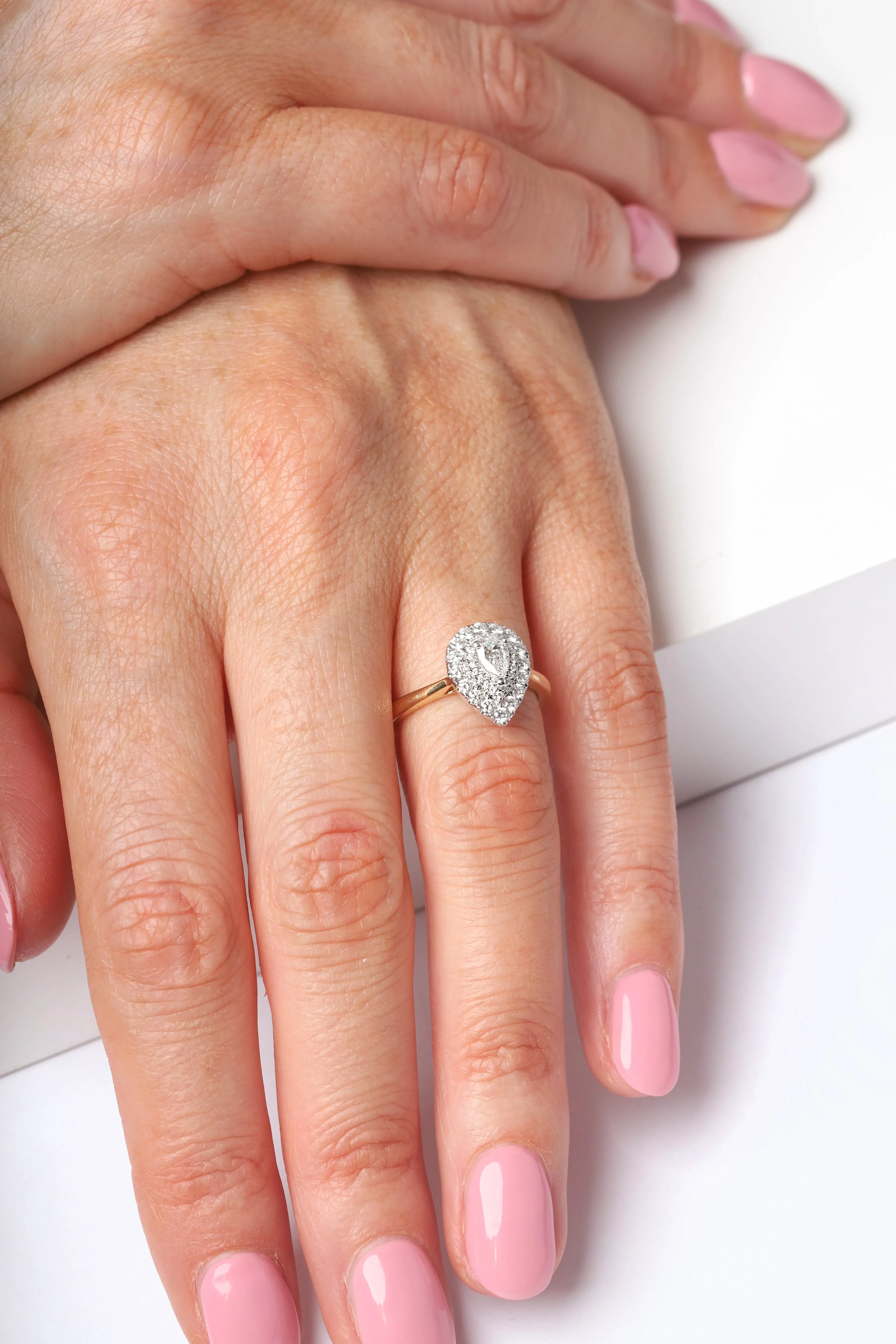 18ct Yellow Gold 0.69ct Diamond Pear Cut Cluster Ring