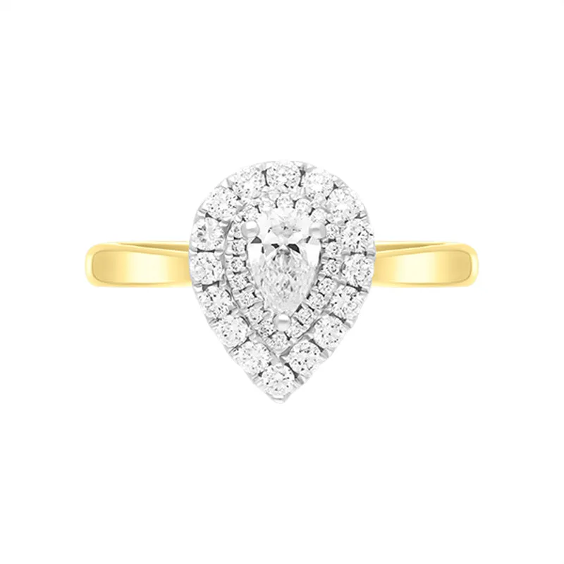 18ct Yellow Gold 0.69ct Diamond Pear Cut Cluster Ring