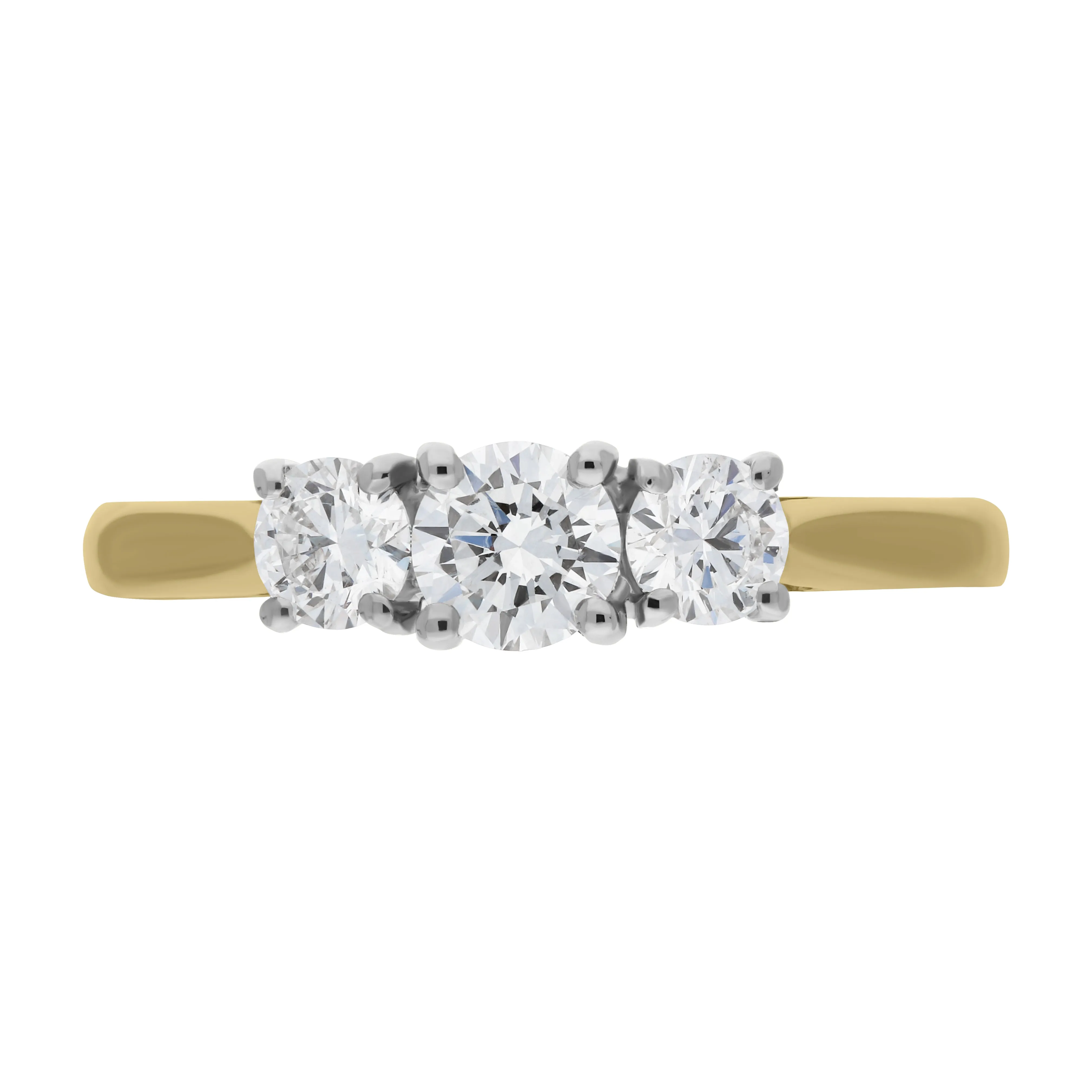 18ct Yellow Gold 0.75ct Diamond Three Stone Ring