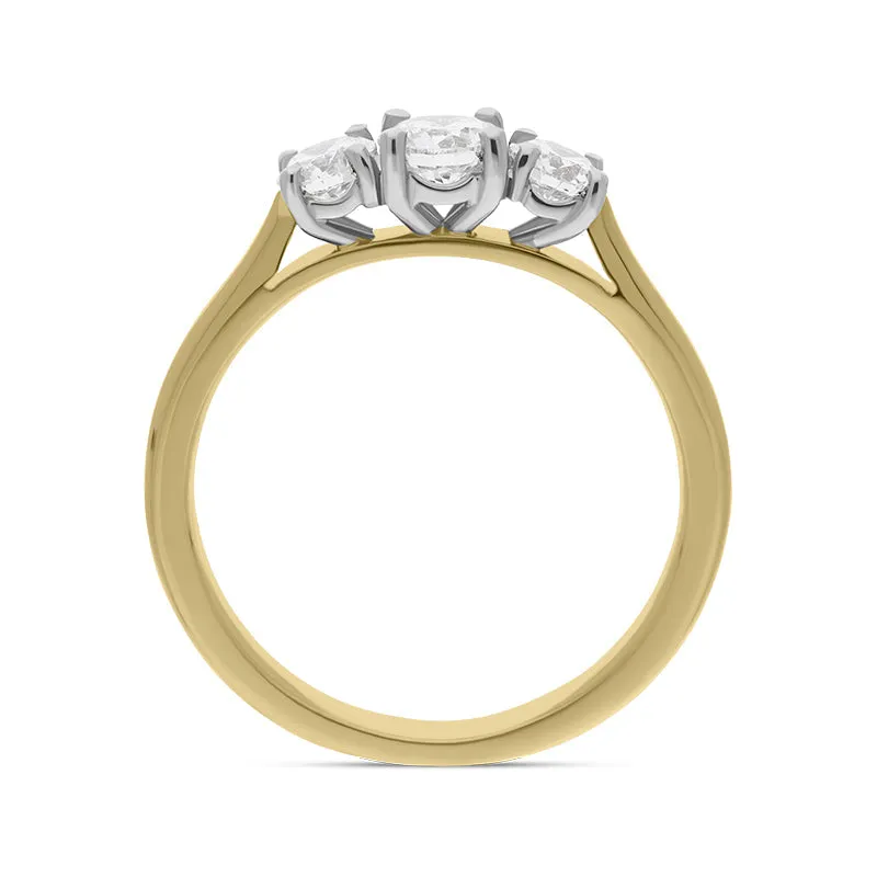 18ct Yellow Gold 0.75ct Diamond Three Stone Ring