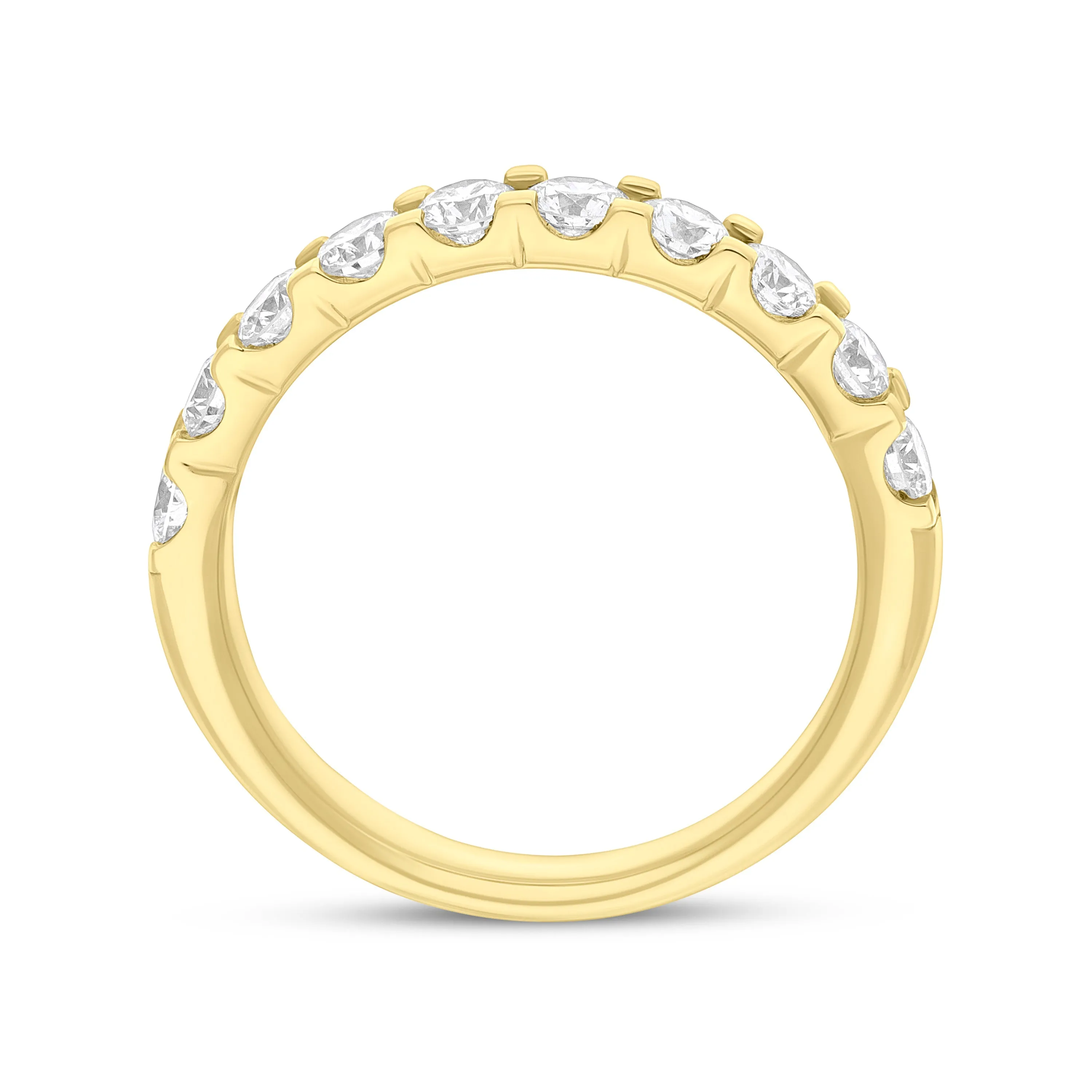 18ct Yellow Gold 0.78ct Diamond Square Claw Half Eternity Ring
