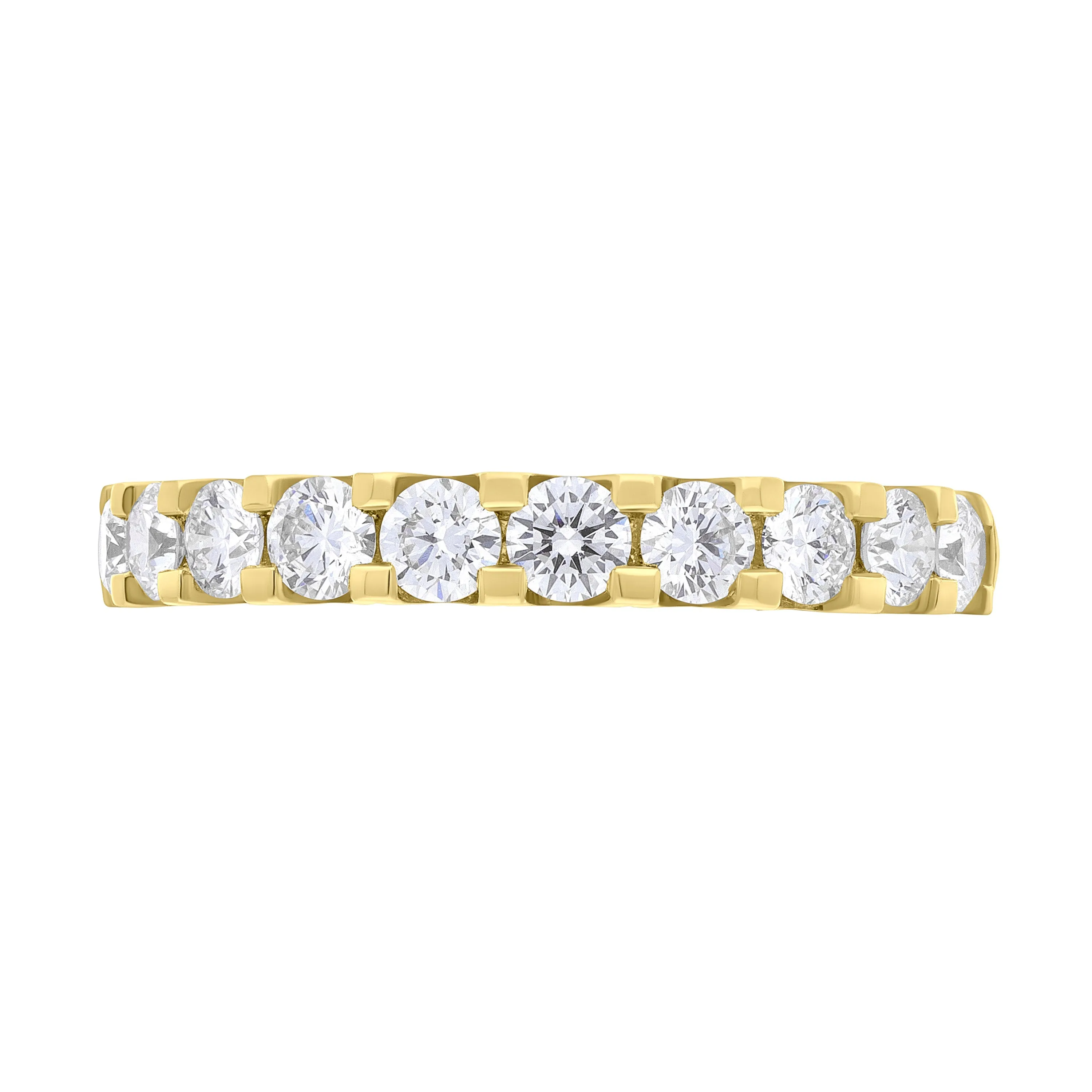 18ct Yellow Gold 0.78ct Diamond Square Claw Half Eternity Ring