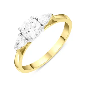 18ct Yellow Gold 0.82ct Diamond Pear Cut Three Stone Ring