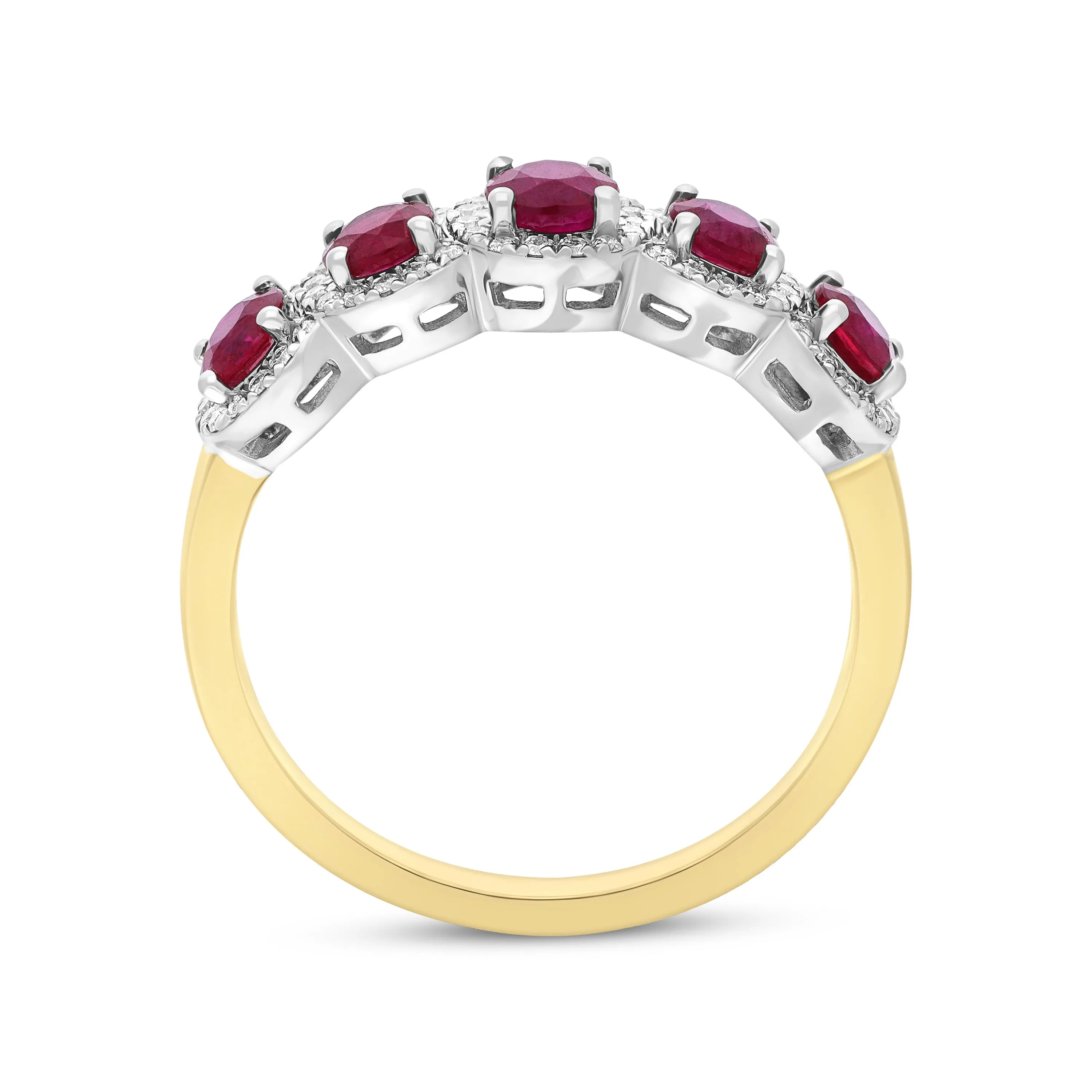 18ct Yellow Gold 0.88ct Ruby 0.15ct Diamond Cluster Ring