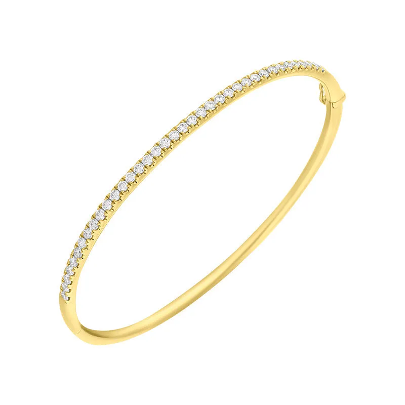 18ct Yellow Gold 0.94ct Diamond Hinged Bangle