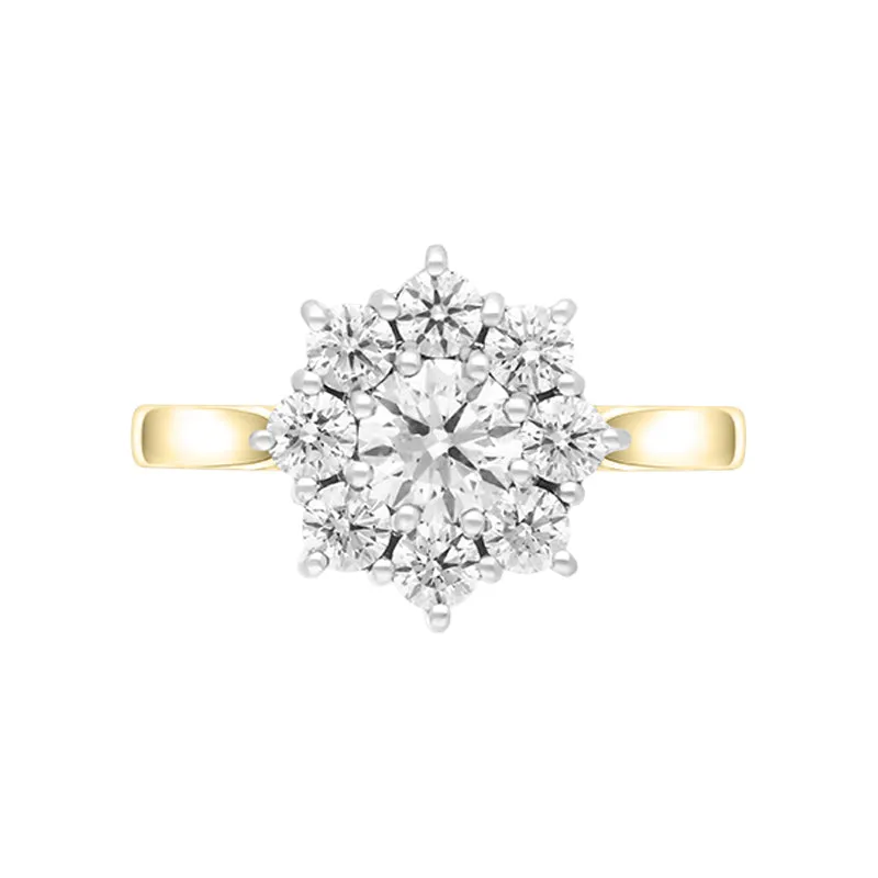 18ct Yellow Gold 1.69ct Diamond Vintage Style Cluster Ring