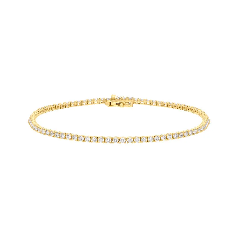 18ct Yellow Gold 2.00ct Diamond Line Bracelet