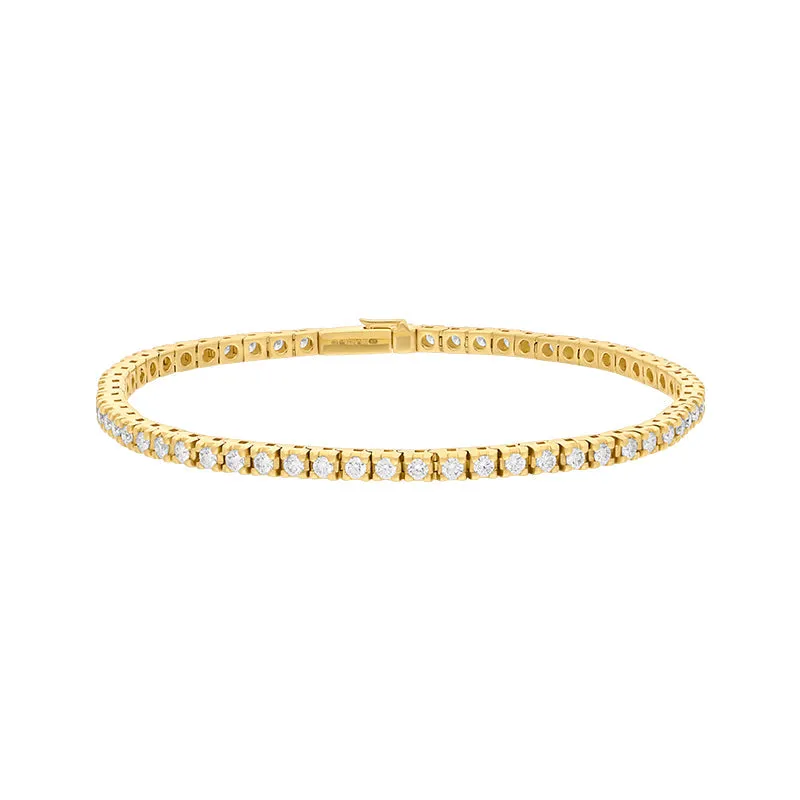 18ct Yellow Gold 2.00ct Diamond Line Bracelet