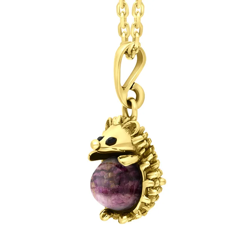 18ct Yellow Gold Blue John Small Hedgehog Necklace