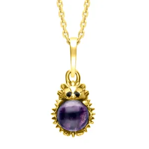 18ct Yellow Gold Blue John Tiny Hedgehog Necklace