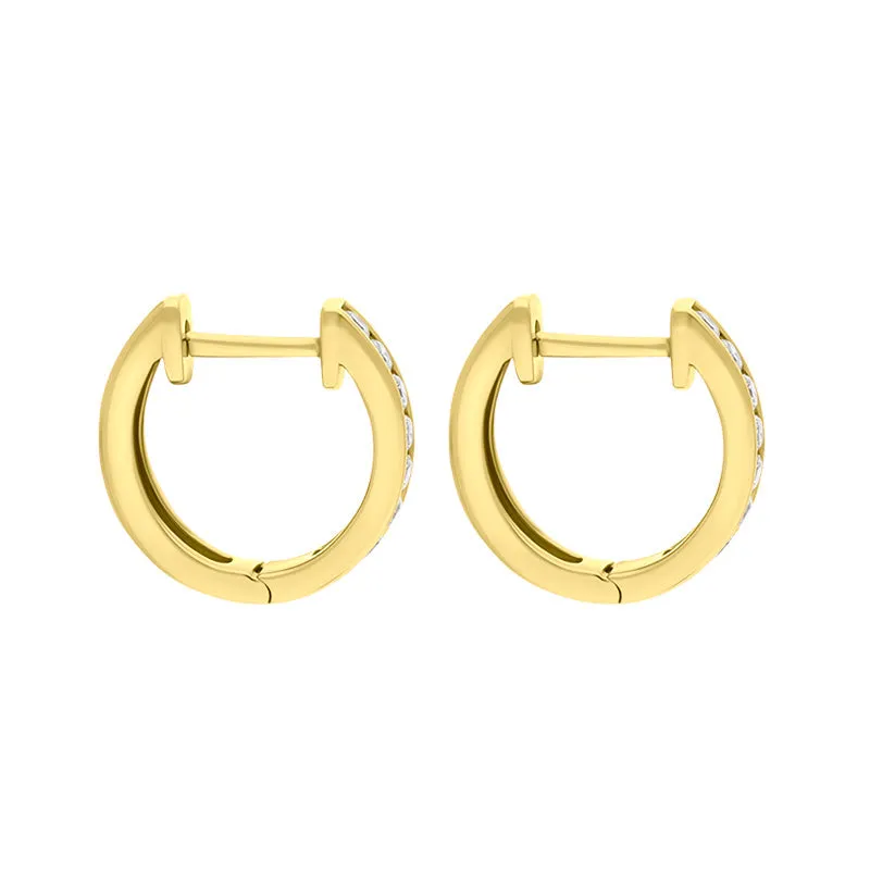 18ct Yellow Gold Diamond 0.24ct Channel Set Hoop Earrings
