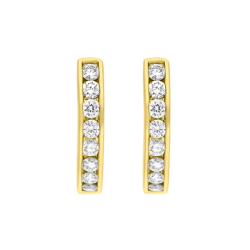18ct Yellow Gold Diamond 0.24ct Channel Set Hoop Earrings