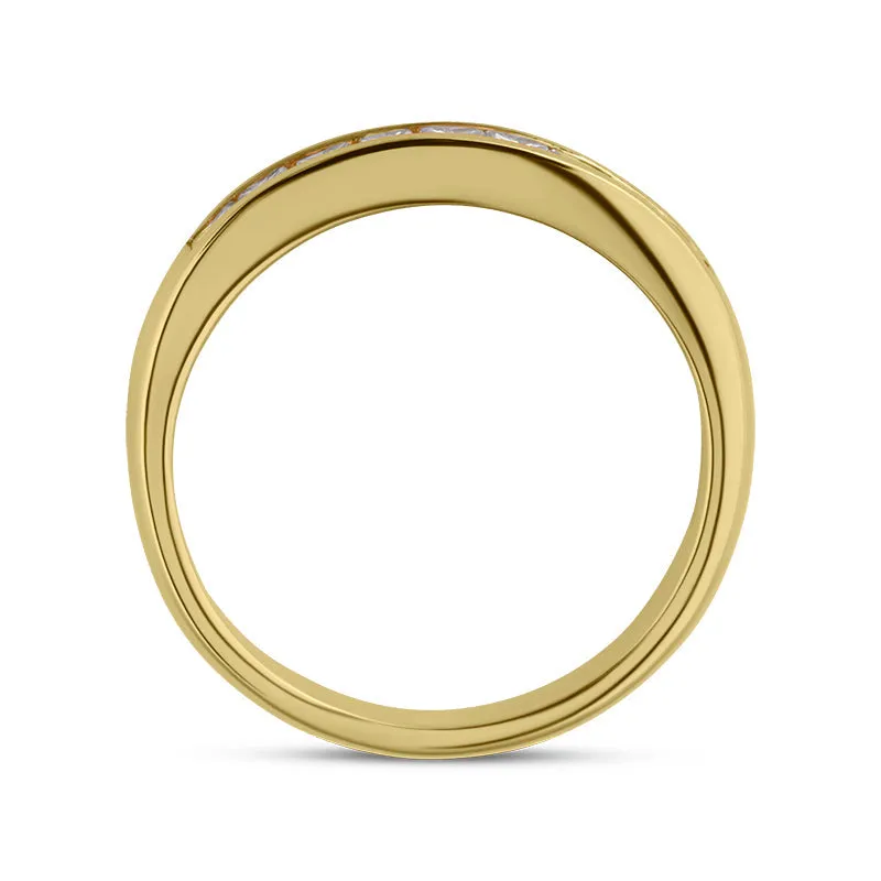 18ct Yellow Gold Diamond Princess Cut Nine Stone Half Eternity Ring