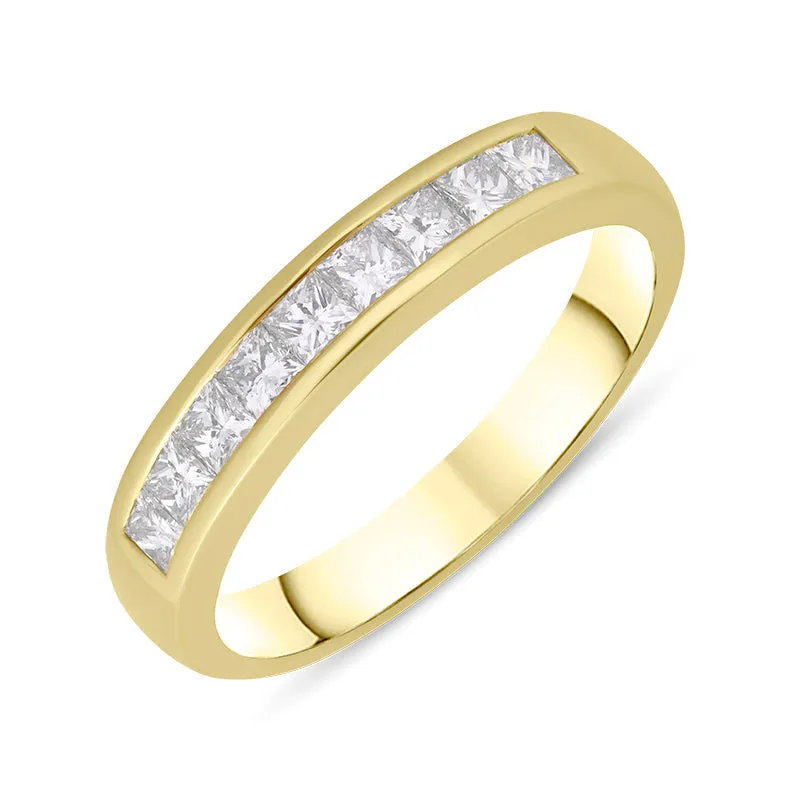 18ct Yellow Gold Diamond Princess Cut Nine Stone Half Eternity Ring