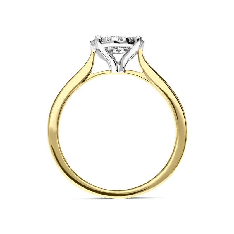 18ct Yellow Gold Diamond Round Brilliant Cut Cluster Ring