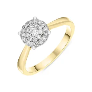 18ct Yellow Gold Diamond Round Brilliant Cut Cluster Ring