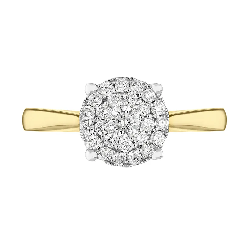 18ct Yellow Gold Diamond Round Brilliant Cut Cluster Ring