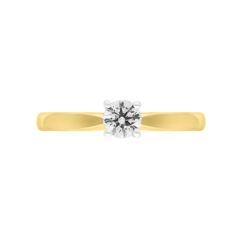 18ct Yellow Gold Diamond Round Brilliant Cut Solitaire Ring