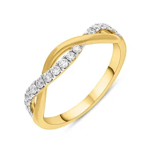 18ct Yellow Gold Diamond Twisted Band Ring