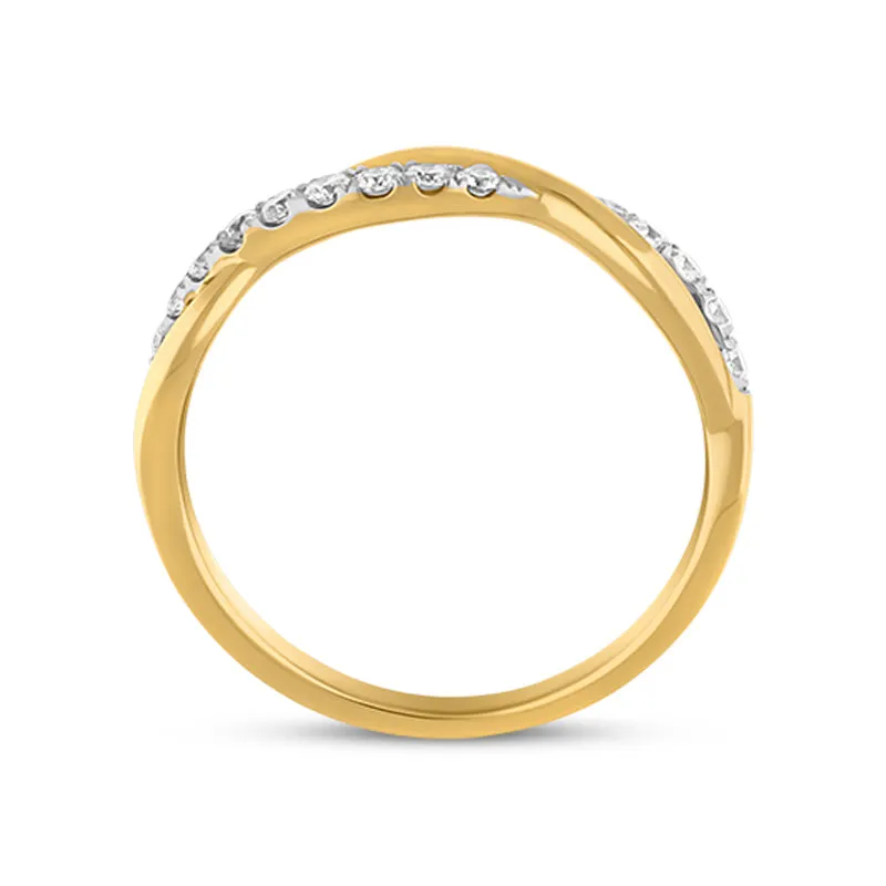 18ct Yellow Gold Diamond Twisted Band Ring