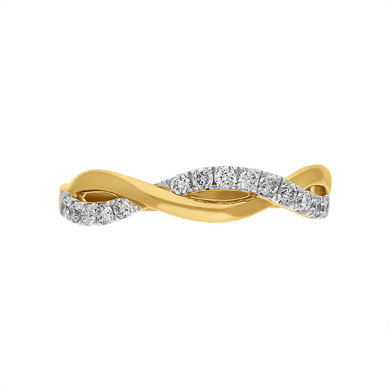 18ct Yellow Gold Diamond Twisted Band Ring