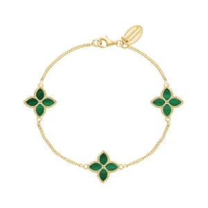 18ct Yellow Gold Malachite Eden Marquise Flower Bracelet