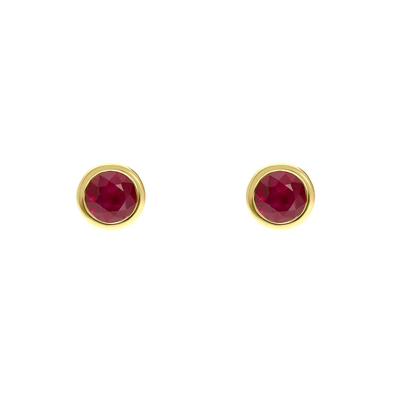 18ct Yellow Gold Ruby Round Martini Stud Earrings