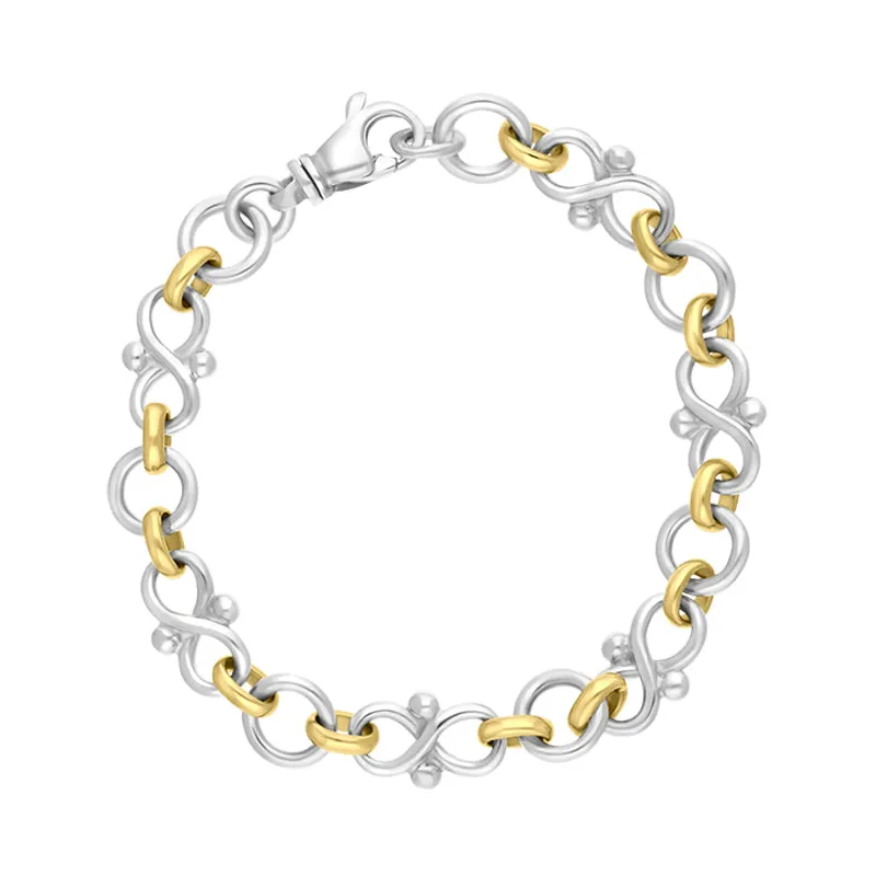 18ct Yellow Gold Sterling Silver Infinity Link Handmade Bracelet