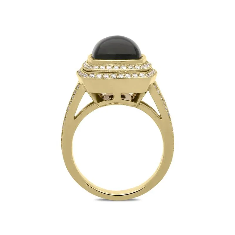 18ct Yellow Gold Whitby Jet 0.67ct Diamond Dress Ring D