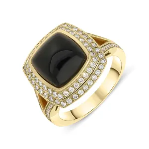 18ct Yellow Gold Whitby Jet 0.67ct Diamond Dress Ring D