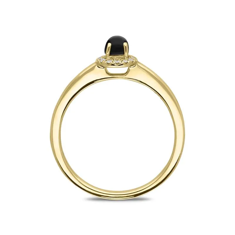18ct Yellow Gold Whitby Jet Diamond Round Cluster Ring