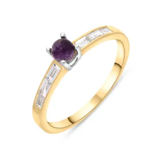 18ct Yellow White Gold Blue John Diamond 0.31ct Round Claw Set Ring