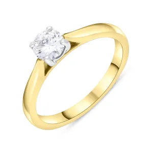 18ct Yellow White Gold Diamond 0.50 Solitaire 4 Claw Ring Size O GIA FVS2