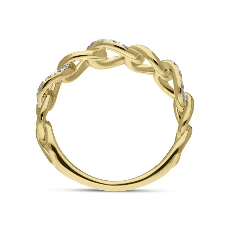 18ct Yellow White Gold Diamond Link Ring