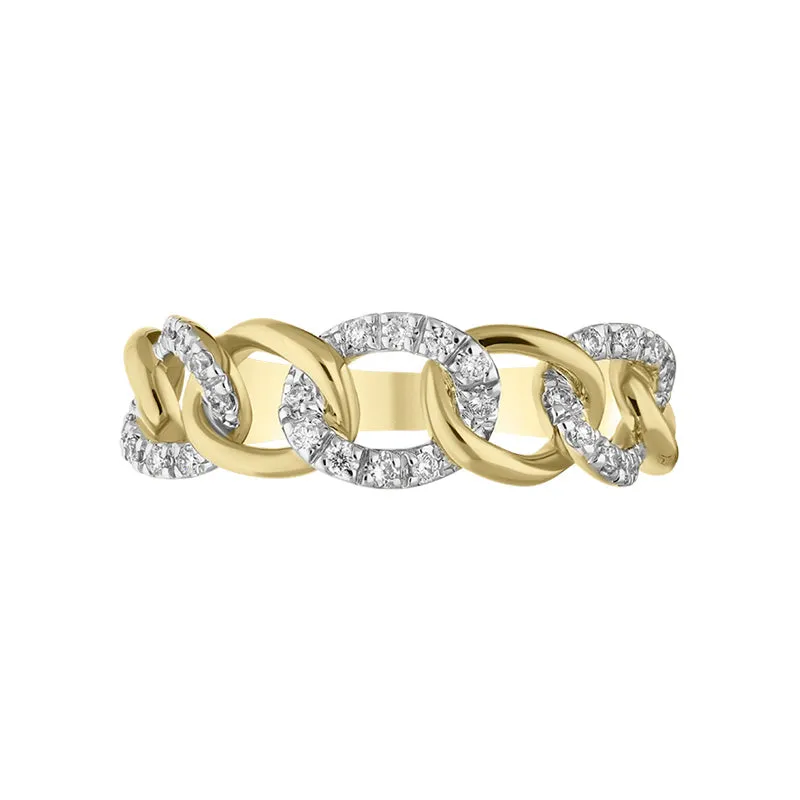 18ct Yellow White Gold Diamond Link Ring
