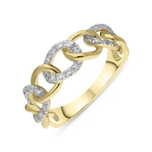 18ct Yellow White Gold Diamond Link Ring