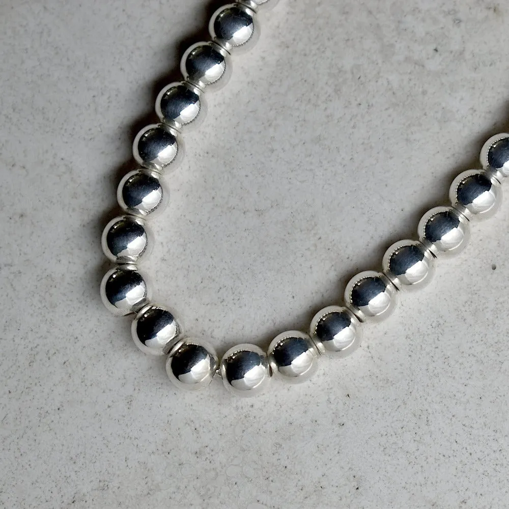8mm Classic Silver Ball Necklace